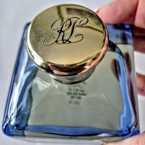Ralph Lauren Blue Glass Bottle with Gold Lid